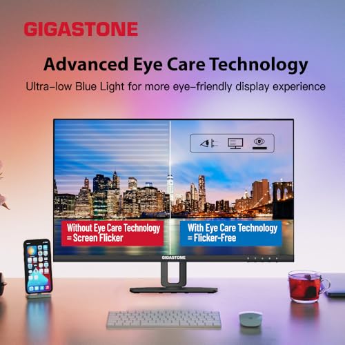 Image of Gigastone 27 inch IPS Monitor 3-Pack, 100Hz FHD 1920 x 1080, MPRT 1ms,Built in Speakers,VESA Mount, Adjustable Stand, USB-C /HDMI /Display Port Connectivity, Type C Charging to iPhone