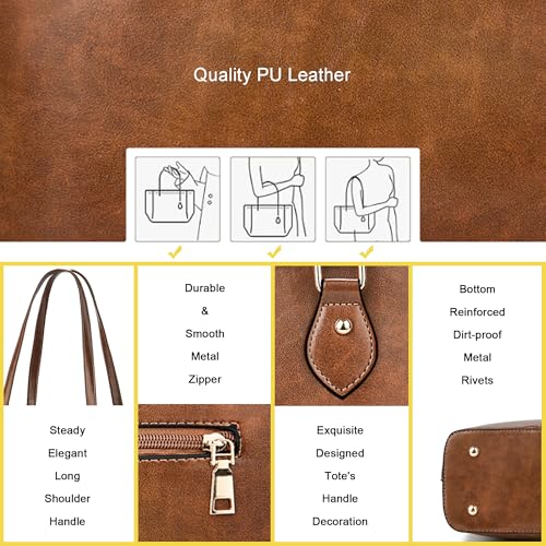 Image of CHICAROUSAL Tote Handbags Purses for Women PU Leather Womens Shoulder Bag | Large Tote Bag for Women, Shoulder Purse, Vegan Leather Purses for Women, Women's Handbags