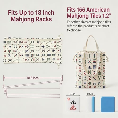 Mahjong Bags para Fichas y Bastidores, Lona Resistente miniatura 3