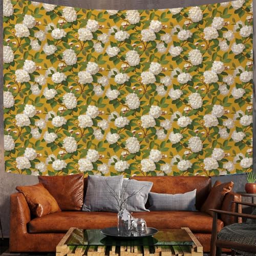 Tapisserie murale fleurs d'hortensia 230x150cm drap de decoration de chambre