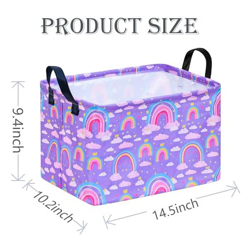 Image of Rainbow Print Storage Basket Laundry Clothes Basket Laundry Hamper with Handles, Storage Box and Bins Gift Basket