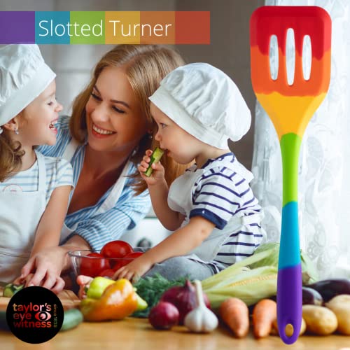 Taylors Eye Witness Large Silicone Rainbow Slotted Spatula - Image 2
