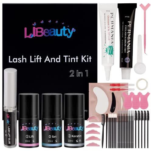 Libeauty Eyelash Lift And Color Kit, Eyelash Lift Kit, Black Eyelash Color Kit, Eyelash Extension Kit In 10ml, Lifts Lash Up & Black For 6 Weeks
