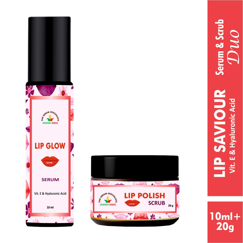 Image of Lip Glow Serum (10ml) and Lip Polish Scrub (20gm) Combo - Reveal Your Perfect Pout (Pack of 2)