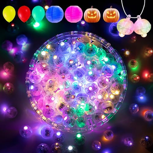 Image of Aogist 100Pcs Multicolor Balloon Lights with Hook,Long Standby Time,Waterproof Mini Light for Birthday Party Wedding Christmas Halloween Easter Decorative (Flash)