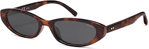 SOJOS Trendy Thin Y2k Cat Eye Polarized Sunglasses Womens Mens, 90s Small Oval Rectangle Sunnies SJ2664