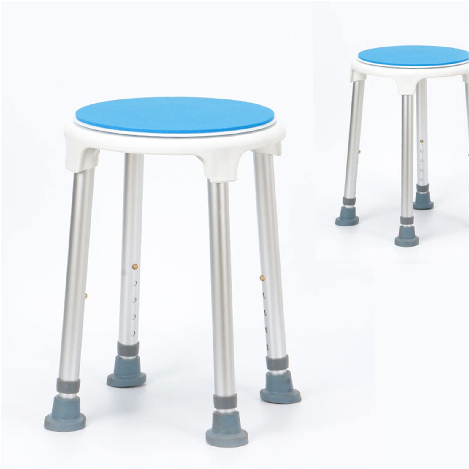 Silla de Ducha giratoria de 360 Grados con Taburete de Ducha Ajustable Acolchado y sin Herramientas, Silla para bañera y Banco para Asiento de bañera con Puntas de Goma Antideslizantes