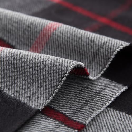 CALVIN & OLIVIA Cashmere Feel Scarf Soft Winter Ombre Nova Buffalo Tartan Tweed Houndstooth Plaid Chic Gift for Men Women Black White Red Plaid4