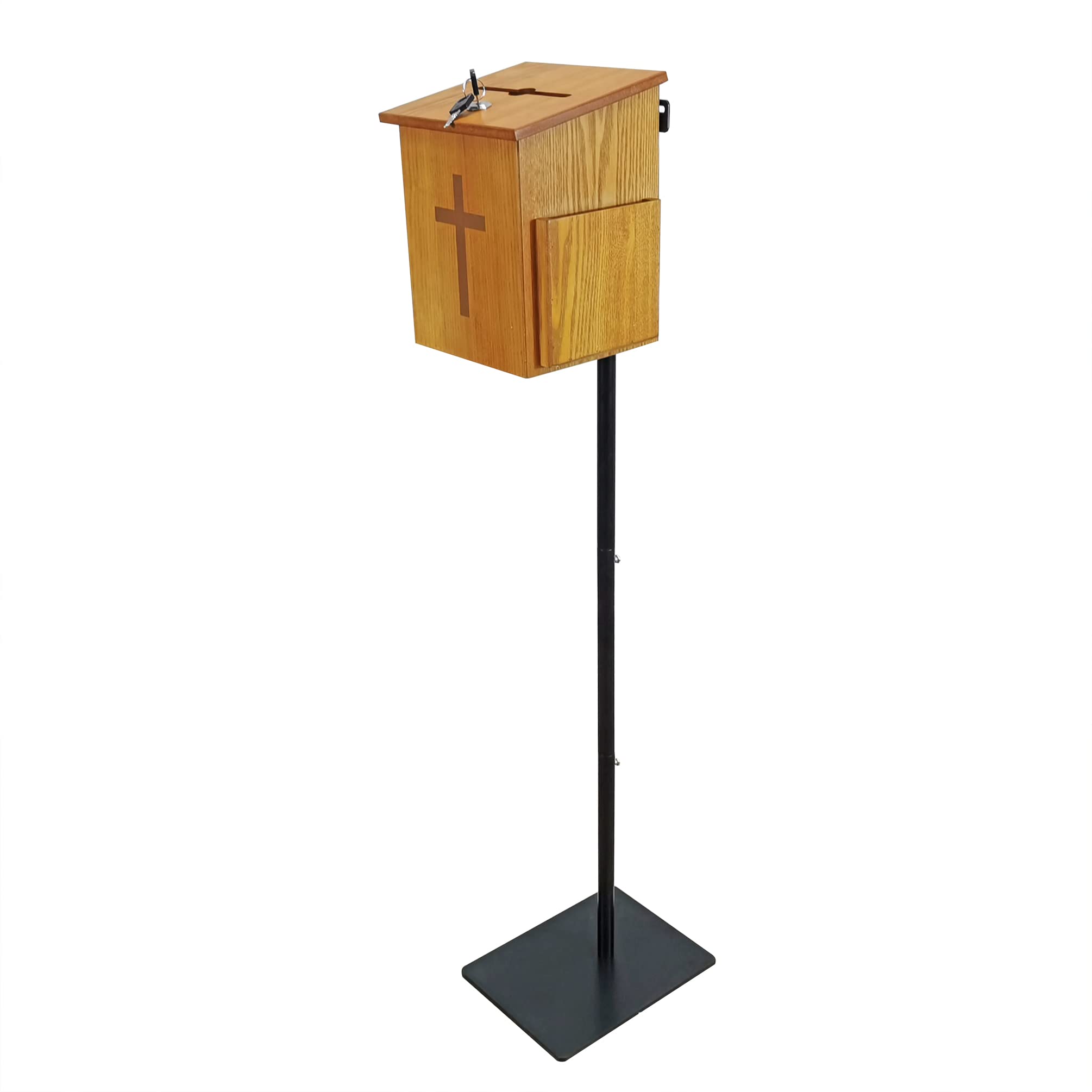 FixtureDisplays® MDF Donation Box Floor Stand Lobby Foyer Tithes & Offering Suggestion Collection Ballot Box 11065+10885