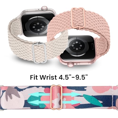 Image of Delidigi Stretchy Bands Compatible for Apple Watch Band Women 40mm 38mm 41mm 42mm 44mm 45mm 46mm 49mm, Nylon Braided Straps for iWatch Series 11 10 9 8 7 6 SE 5 4 3 Ultra 3 2 1