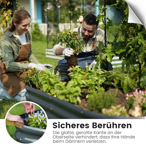 KING BIRD Hochbeet mit Rosenbogen, Pflanzkasten Gartenkasten Frühbeet Kräuterbeet mit Gartenbogen für Garten, Klettergemüse, Blumen,240x120x30 cm, Dunkelgrau