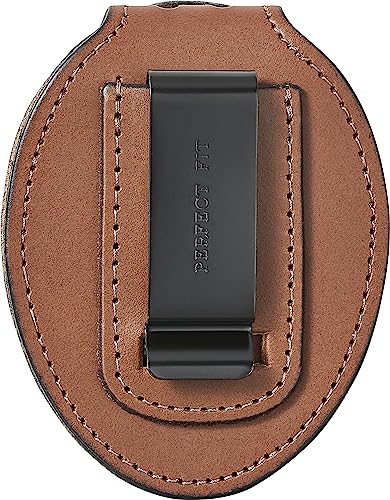 Image of Los Angeles LAPD and Phoenix Badge Holder ID Holder Tan Leather with Belt Clip and Neck Chain (Cutout PF158)