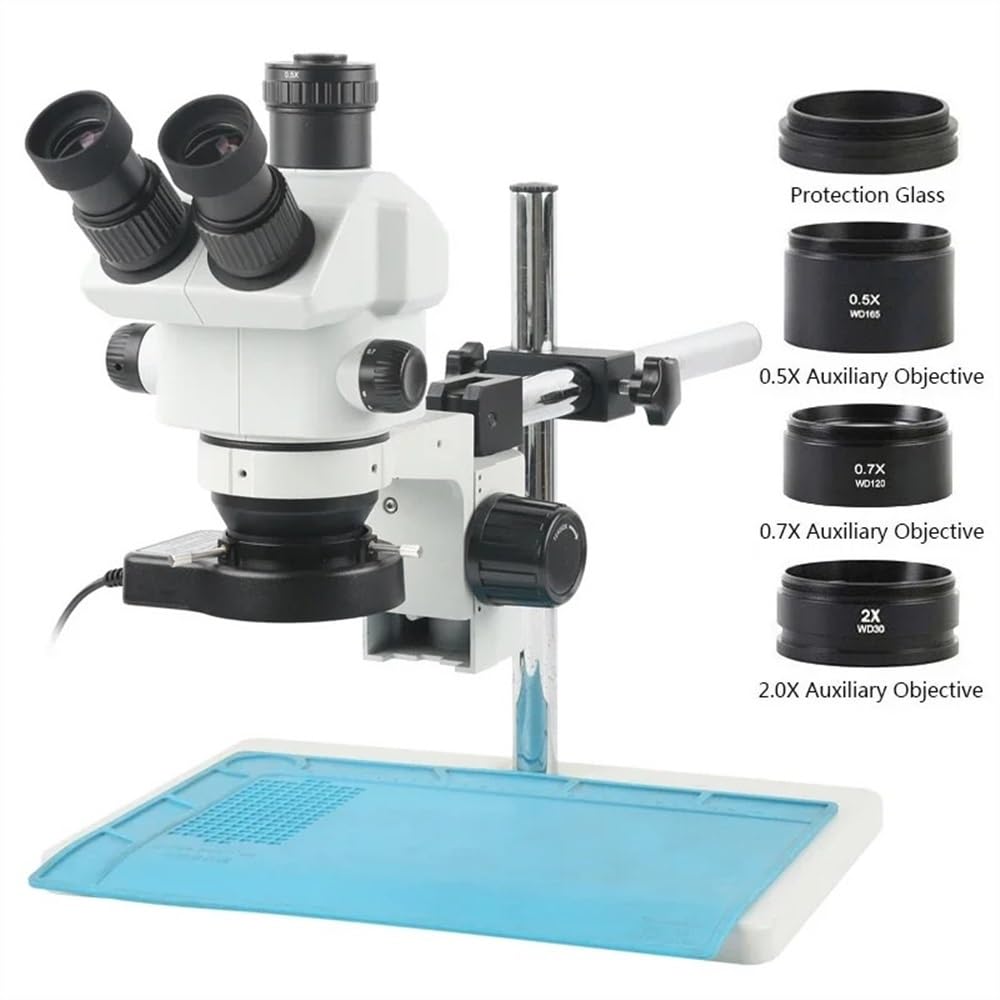 Microscope 3.5X-120X Simul-Focus Parfocalization Stereo Trinocular Microscope 0.5X CTV Objective Barlow Lens for Microscopic Observation