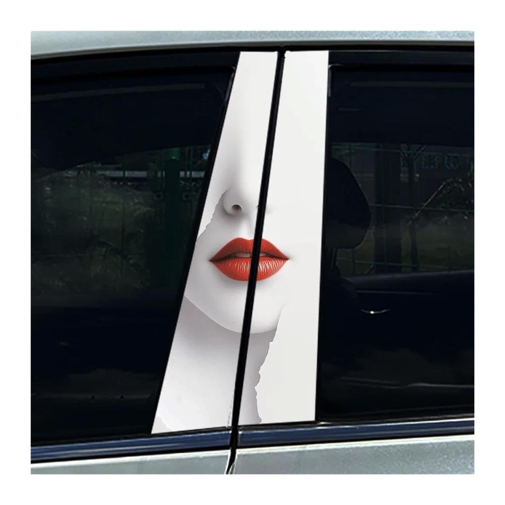 Body Parts 2PCS Car Center Column Waterproof Decals Beauty Art Creative Auto B-Pillar Stickers(D)