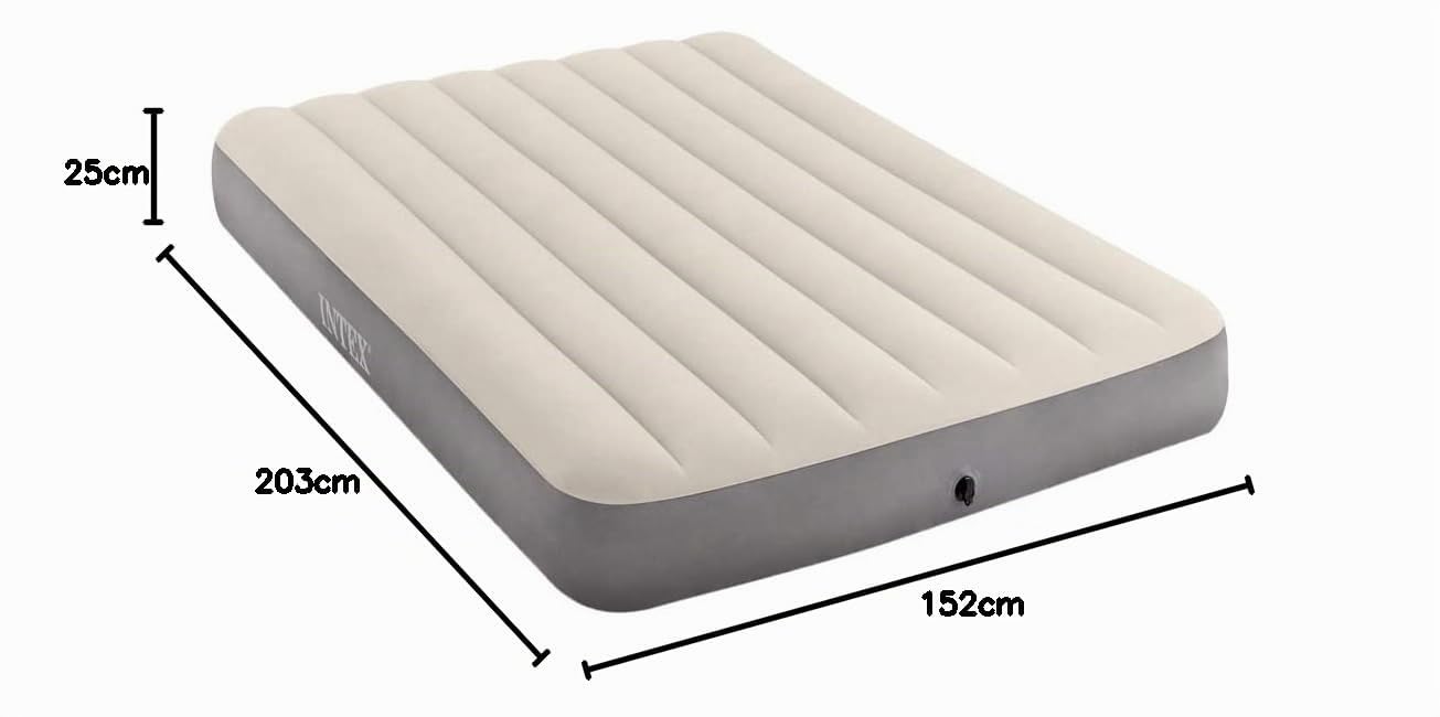 Intex 64765 Matelas Gonflable, Multicolore, 152 x 203 cm & 64102 - Matelas Gonflable Single High - 2 Pers