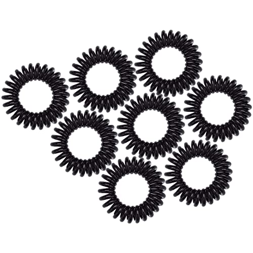 Image of Kitsch Spiral Hair Ties for Women - Coiled Plastic Hair Ties No Damage, Ponytail Holders for Thick and Thin Hair - Creaseless and Dent-Free, Phone Cord Style - Black, 8 Pcs