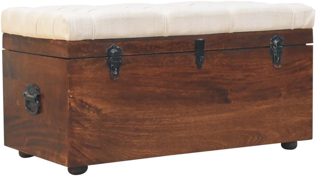 Furniture Solid Wood Walnut White Linen Storage Trunk