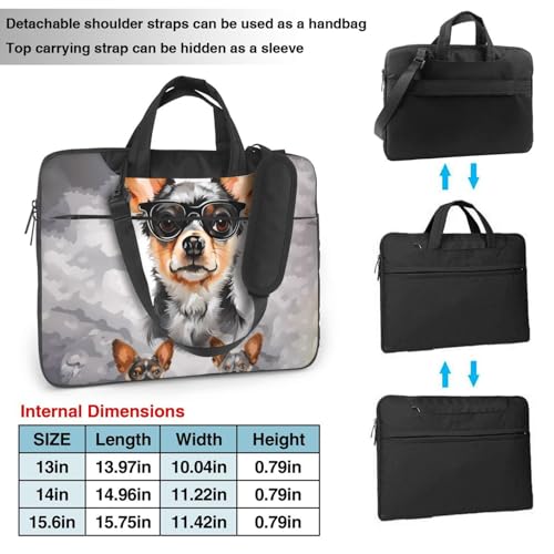 Maletín para portátil con diseño Chihuahua y lentes miniatura 4