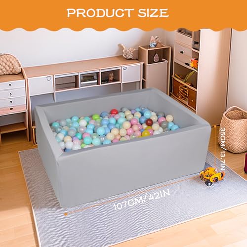 Foam Ball Pit - 42"x 30"x 13.8" Ball Pits for Toddlers, Soft Rectangle Kiddie Baby Playpen Ball Pool for Kids, Ideal Gift for Babies Indoor and Outdoor Game, Balls not Included - Thumbnail 3
