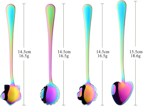 Miniatura 2 de Juego de cucharas de café de flores, 8 cucharaditas de acero inoxidable, varios colores para café, té, mezcla, azúcar, helado, cucharas de barra
