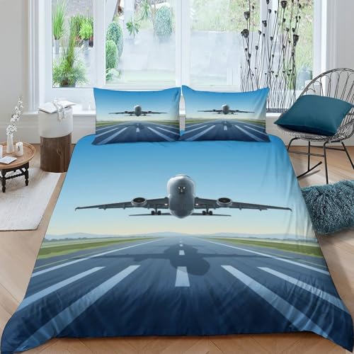 Housse de couette avion 3D lit double, parure microfibre douce pour décorer une chambre d'ado - 4