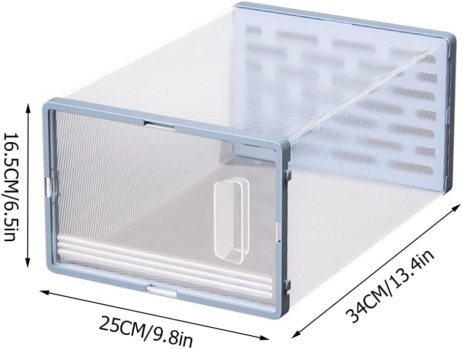 6 Pack Clear Shoe Organizer Boxs,Plastic Stackable Shoe Storage Boxes,Display Case Holder Shoe Bin for Entryway Drawers,Easy Assembly