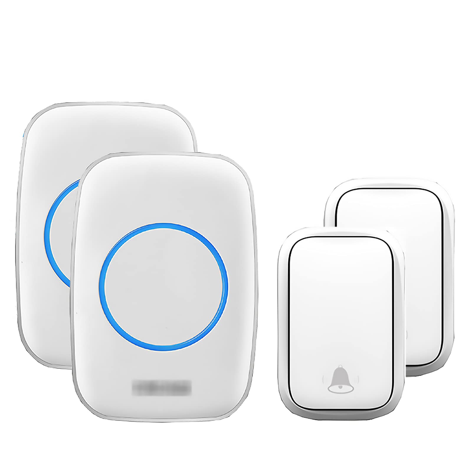 Timbre inalámbrico inteligente para visitantes, timbre inalámbrico, kit de timbre de pared impermeable con alcance inalámbrico de 150 m, 60 timbres, botón táctil autoalimentado con volumen (Blanco