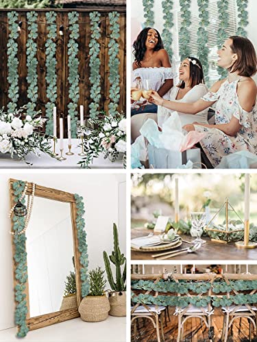 Mandala Crafts Faux Eucalyptus Garland Artificial Green Vines - Fake Greenery Garland Sage Green Decor Leaf Garland - Silver Dollar Eucalyptus Leaves For Wedding 2 Pcs #TOP4