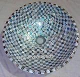 Lavandino in madreperla, design moderno, vasca da bagno realizzata a mano, con conchiglia di abalone e lavabo decorativo, 38 x 38 cm