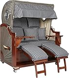 Webavita Strandkorb Romy Anthrazit | Edles Mahagoni | 2,5-Sitzer...