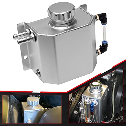 1L Universal Coolant Radiator Tank,Overflow Tank,Aluminum Radiator Coolant Overflow Bottle Recovery Silver With Cap #TOP4