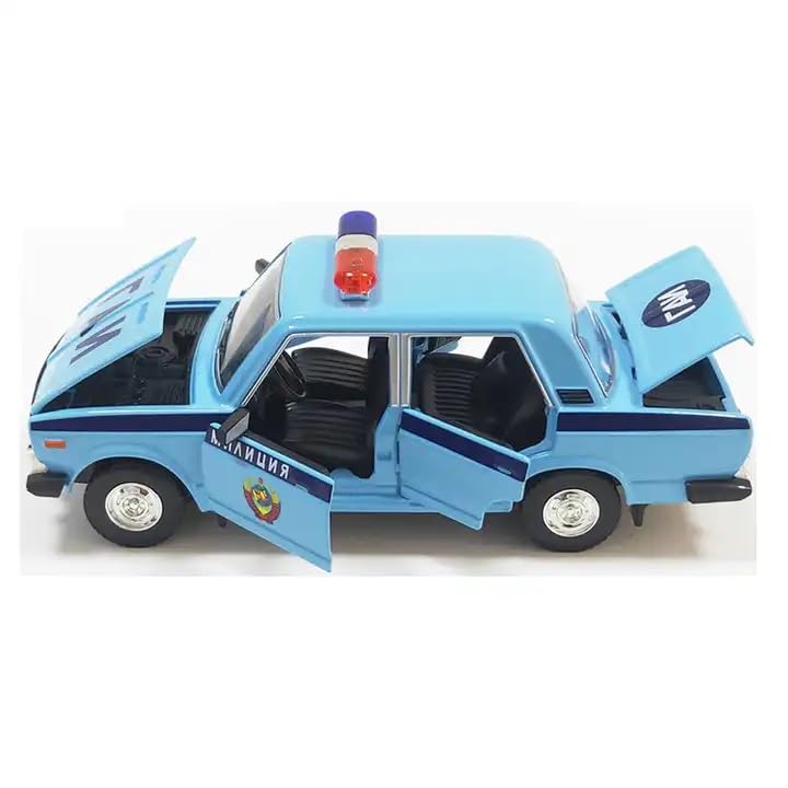 Image of 1 /24 Big Russian Police Jeep Toy Car Metal Pull Back Diecast Car with Openable Door and Sound Light, Gifts Toys for Kids【 Blue 】