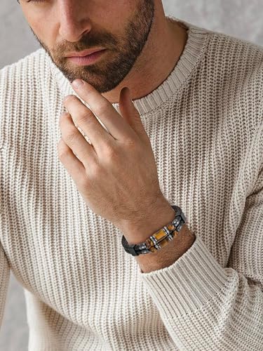 Pulsera de Cuero Turquesa para Hombre miniatura 3