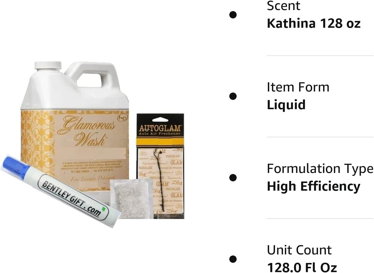 TYLER Kathina Glamorous Fine Laundry Detergent, 128 Ounce (Bundle with Sachet pouch, Autoglam and Bentley stain remover pen)