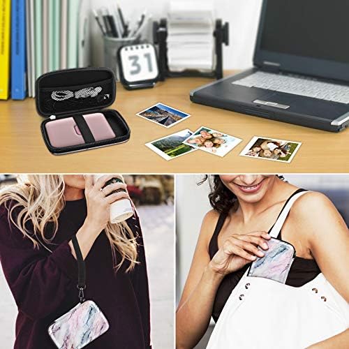 FINTIE Protective Case for HP Sprocket Plus, Fujifilm Instax Mini Link, Canon Zoemini Photo Printer - Hard EVA Shockproof Portable Carrying Bag Storage Pouch, Marble Pink