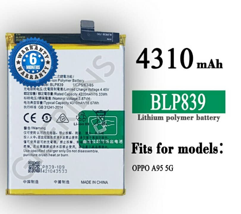 Image of Original BLP839 Battery for Oppo A95 5G Battery with 6 Month Warranty**** (Z000137)