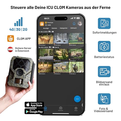 icuserver ICU CLOM Cam-S 4G Outdoor Wildkamera mit Handyübertragung und Bewegungsmelder...