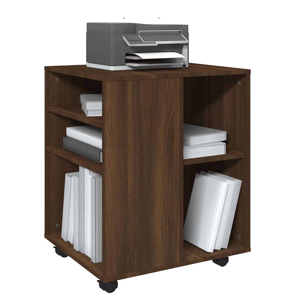 Armadio con ruote, effetto rovere, 60 x 53 x 72 cm, in legno con ruote e vano portaoggetti, organizer da scrivania per ufficio