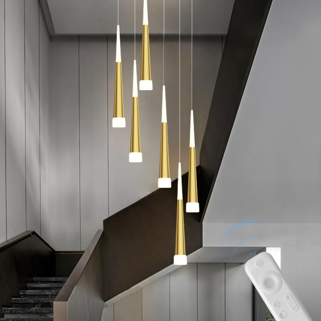 Lustre suspension LED moderne rotatif pour grand escalier et hôtel