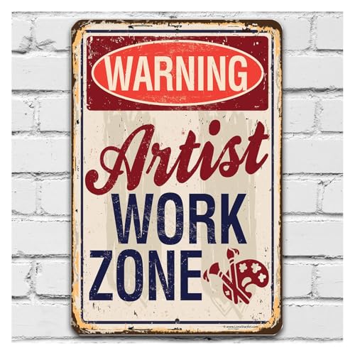 Metal Sign - Artist Work Zone - Durable Metal Sign - Use Indoor/Outdoor - Makes Great Art Studio Decor and Gift to Artists Under $20 (8