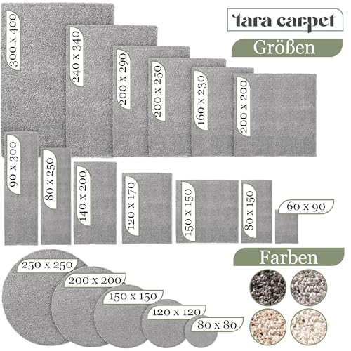 Taracarpet Shaggy Teppich Wohnzimmer Venezia Hochflor Langflor Teppiche modern Anthrazit 060x090 cm