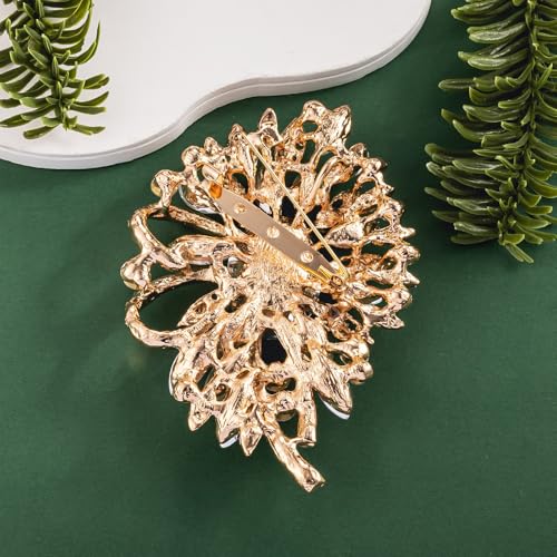 Image of SELOVO Big Large Flower Bow Brooch Scarf Decoration Brooch Pin Gold Tone