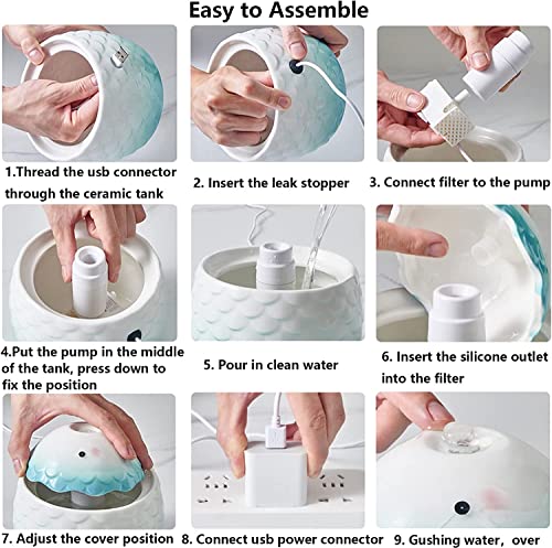 Fuente de agua automática para gatos de porcelana 1L verde miniatura 6
