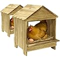 TRINFREE 2 Pack Wooden Chicken Nesting Boxes, Gold Standard Nesting Box for Chickens, Leisure Yield Series Ducks and Hens Laying Boxes for Backyard