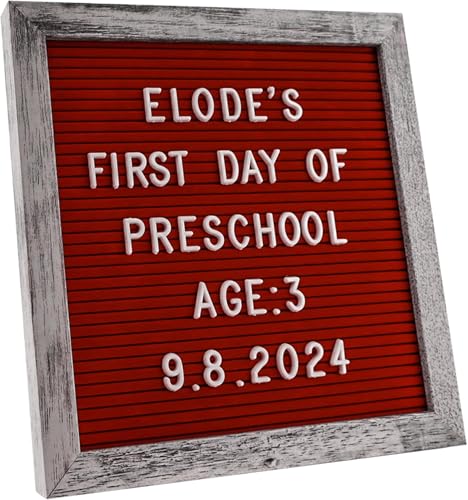 Crystal Lemon Tablero de letras, tablero de fieltro 25x25cm, letrero de mensajes intercambiable, marco de madera con soporte de pared y exhibición (rojo rústico)