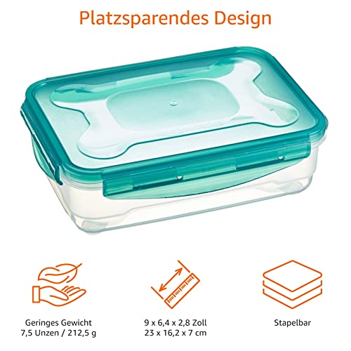 Amazon Basics Gefrierbehälter im Set, mit Deckel, luftdicht, auslaufsicher, stapelbar, für Kühlschrank/Gefriertruhe, BPA-frei, Kunststoff, mikrowellen- und spülmaschinenfest, 3 x 1.2 l, farblos – Bild 4