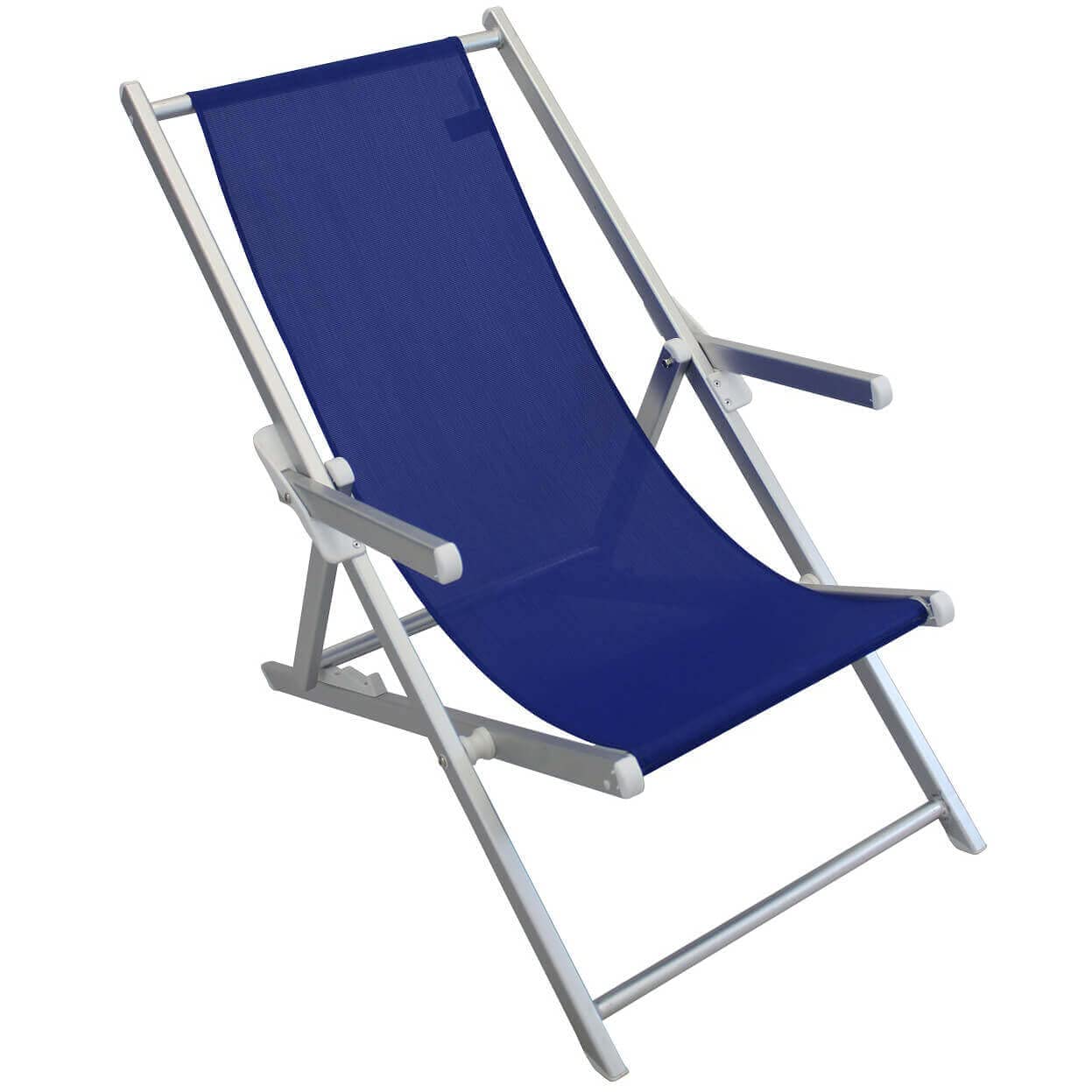 Sedia Sdraio da Spiaggia Lido in Alluminio e textilene con braccioli Regolabile in 3 Posizioni Ketch - Blue