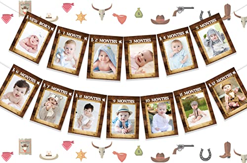 Kreatwow First Rodeo Birthday Party Supplies Cowboy 1st Birthday Photo Banner My First Rodeo Party Decoration Boy Wild West Cowboy Theme Decoration Photo Banner for Western Cowboys 1st Bday Baby Shower