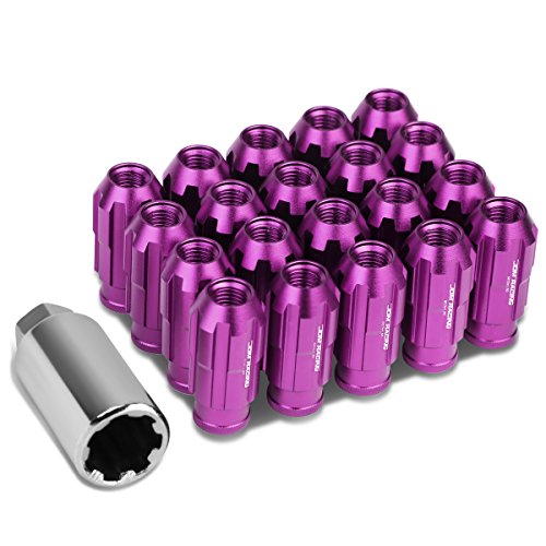 Image of DNA MOTORING LN-ZTL-9025-15-PP 20Pcs M12 x 1.5 Open End Style Wheel Lug Nuts w /Deep Drive Extension Adapter, 24mm OD /50mm H, Purple