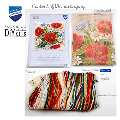 Kit broderie point de croix complet coussin fleurs adulte 40x40 - 4